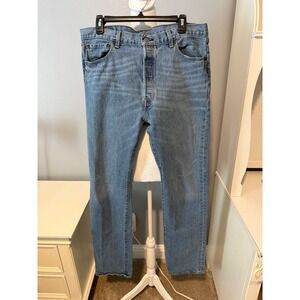 Levis 501 Original Fit Mens Jeans 36x36 Medium Wash Blue Straight Leg Button Fly